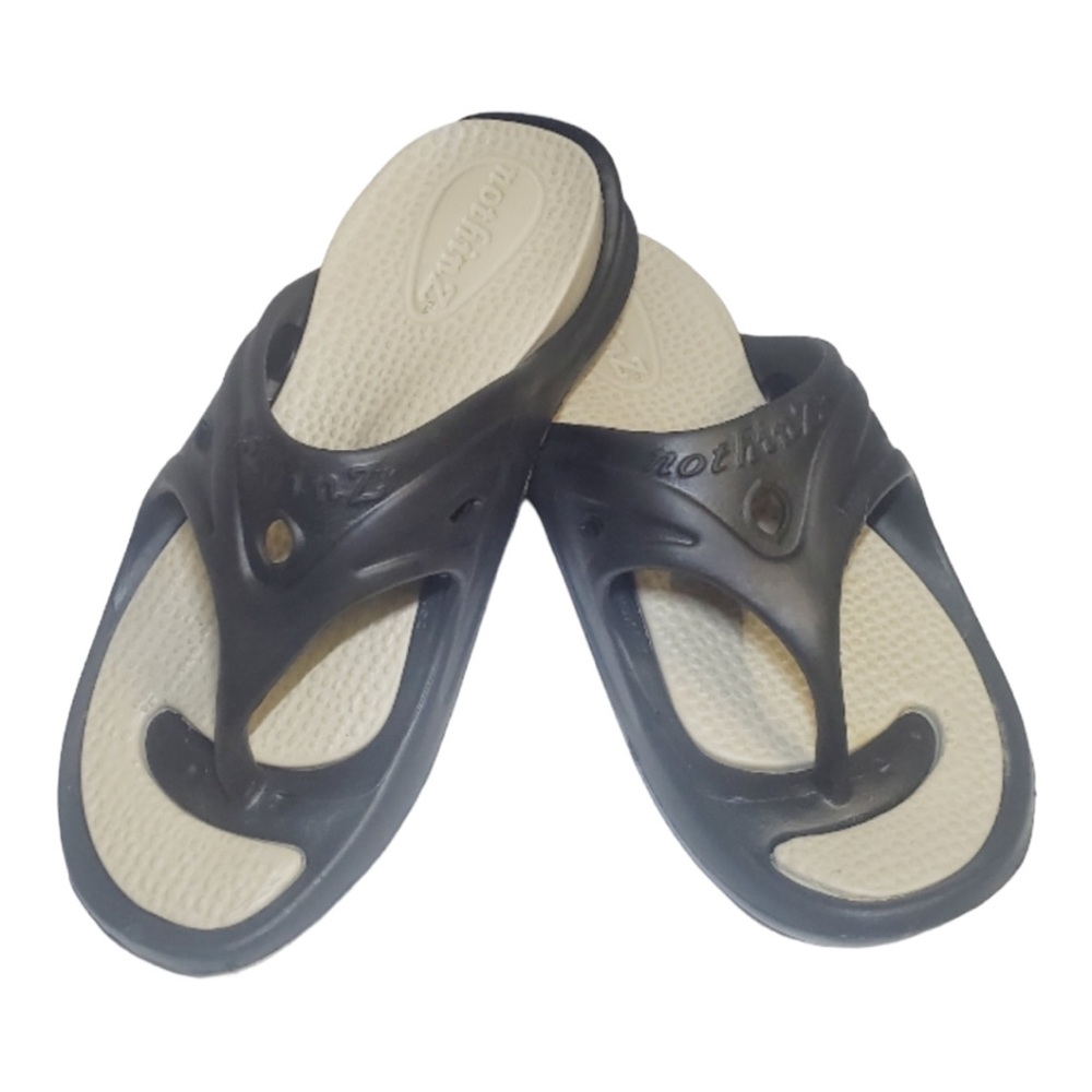 NothinZ Thongs Sandals Black Ergonomic Non Slip Beach Pool - Picture 8 of 8